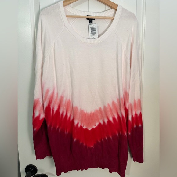 torrid Sweaters - Torrid Cream Tie-Dye Pullover